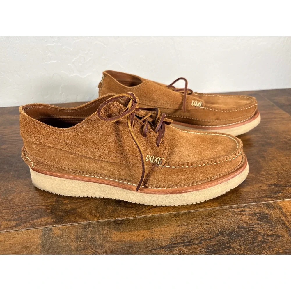 Yuketen Maine Guide Ox Rocker Brown Suede Vibram Wedge Mens 10 Handcrafted USA